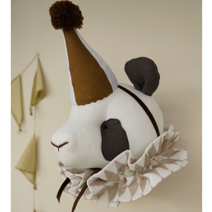 Trophée mural Panda en lin – décoration chambre bébé enfant