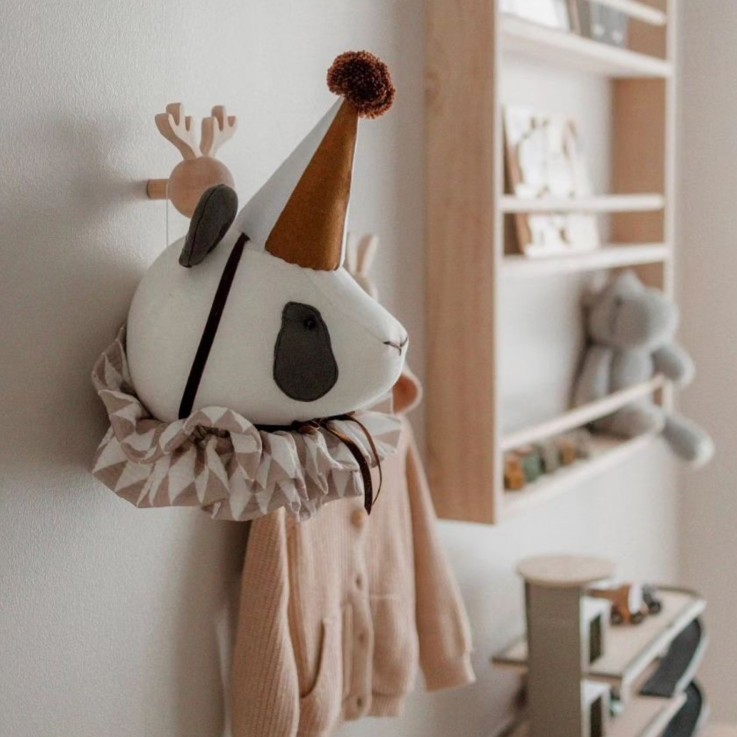 Trophée mural Panda en lin – décoration chambre bébé enfant