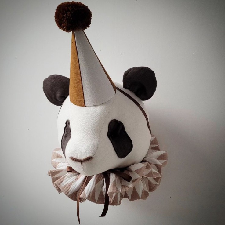 Trophée mural Panda en lin – décoration chambre bébé enfant