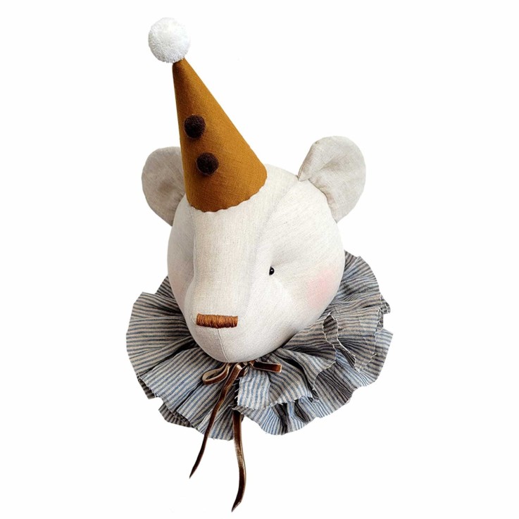 Trophée mural Ours Alex en lin – décoration chambre bébé enfant