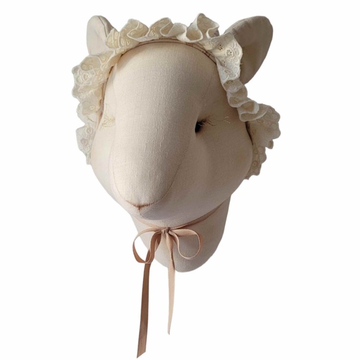 Trophée mural Souris Edvina en lin – décoration chambre bébé enfant