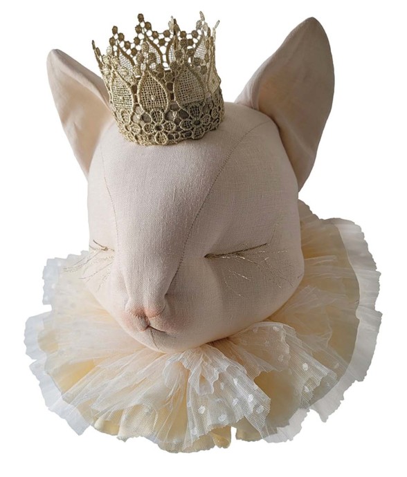 Trophée mural Chat en lin –...