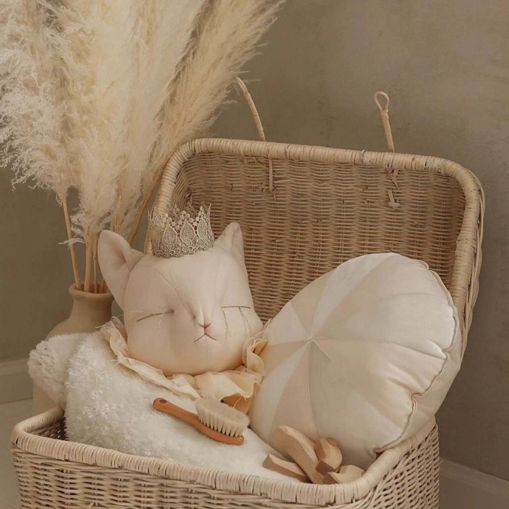 Trophée mural Chat en lin – décoration chambre bébé enfant