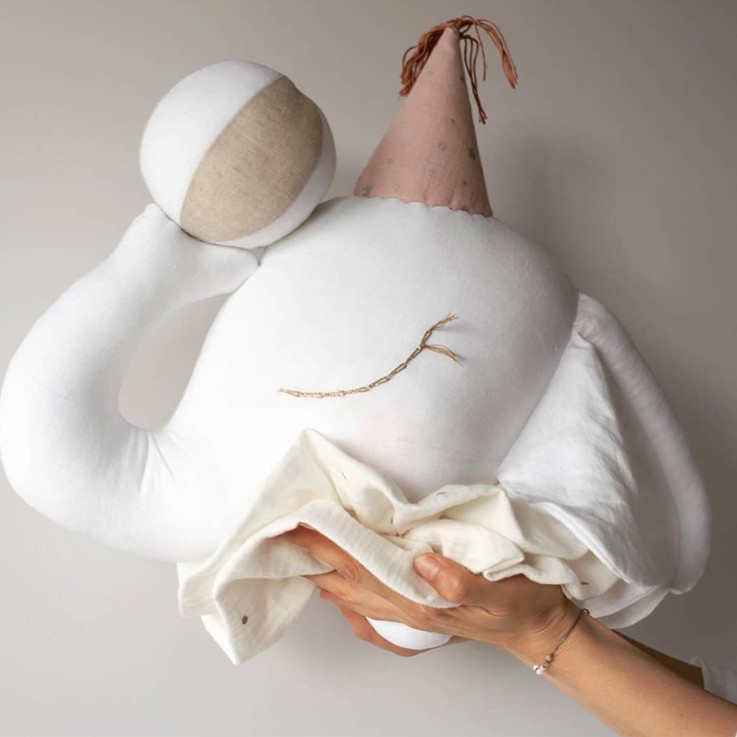 Trophée mural Éléphant en lin – décoration chambre bébé enfant