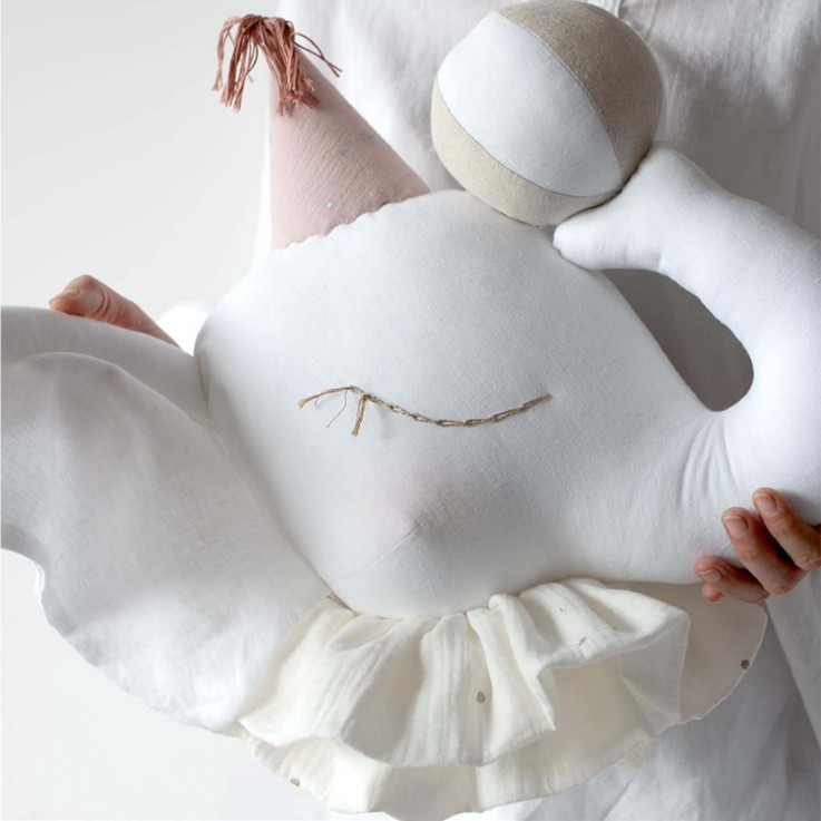 Trophée mural Éléphant en lin – décoration chambre bébé enfant