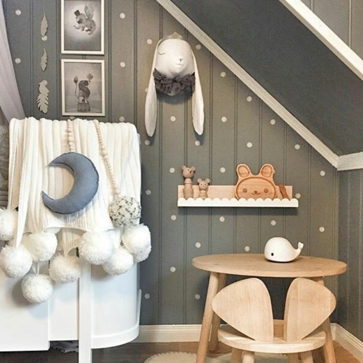 Trophée mural lapin prince en velours – décoration chambre bébé enfant