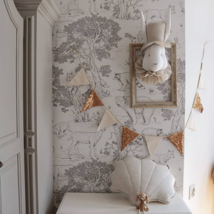 Trophée mural Monsieur lapin en lin – décoration chambre bébé enfant