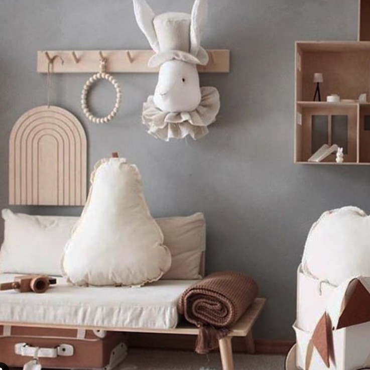 Trophée mural Monsieur lapin en lin – décoration chambre bébé enfant