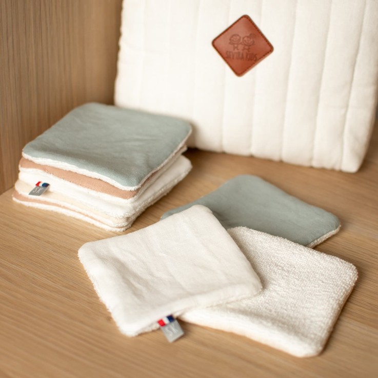 Lingettes bébé lavables en lin, 8 pièces