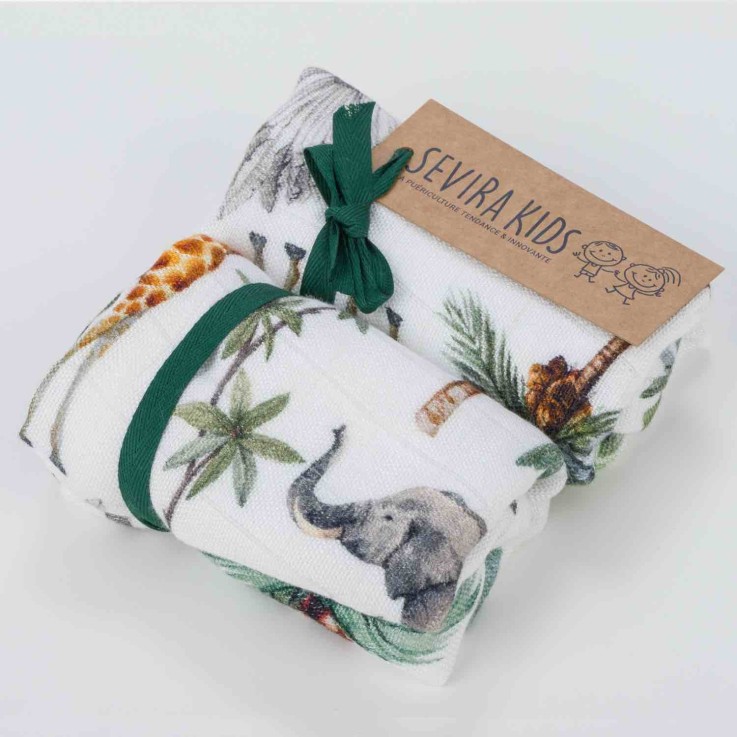 Lot de 2 langes en bambou, Safari