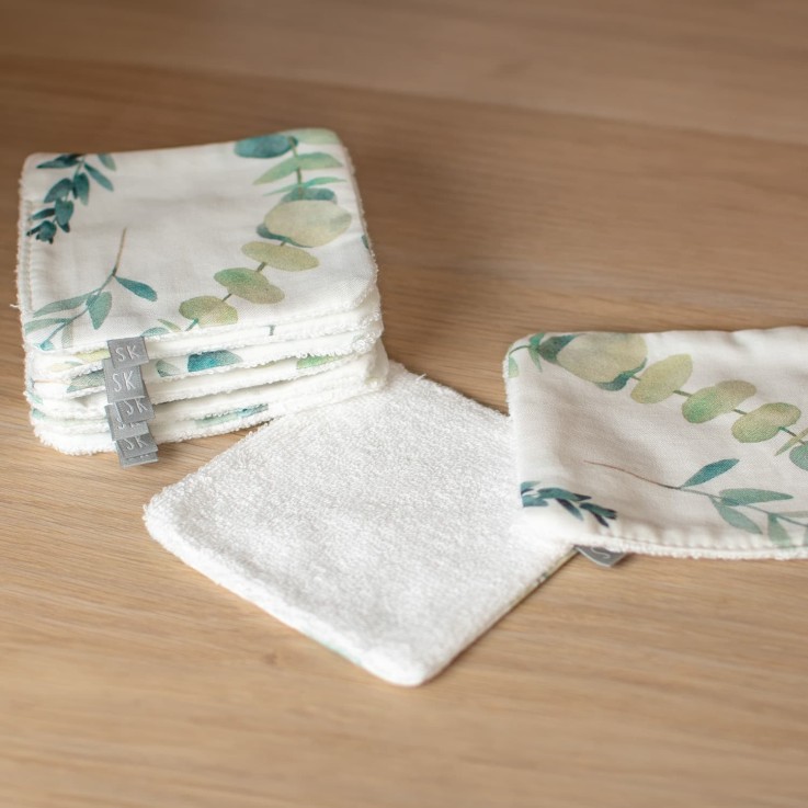 Lingettes bébé lavables 8 pièces, Eucalyptus