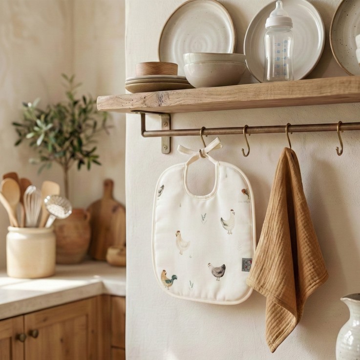 Bavoir à nouer en coton, GALLINA