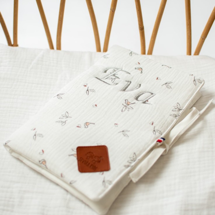 Protège carnet de santé bébé en gaze de coton, Melody