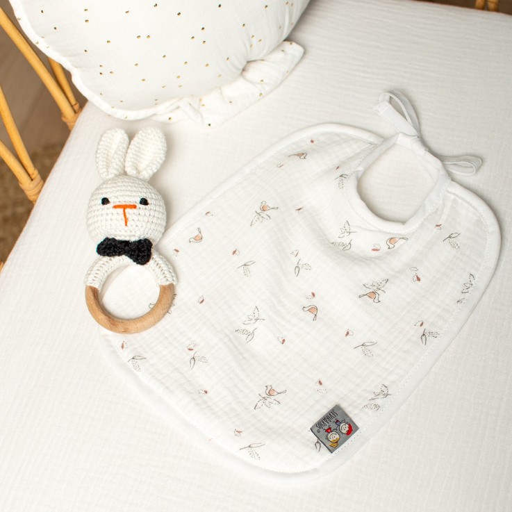 Bavoir à nouer en gaze de coton, Melody