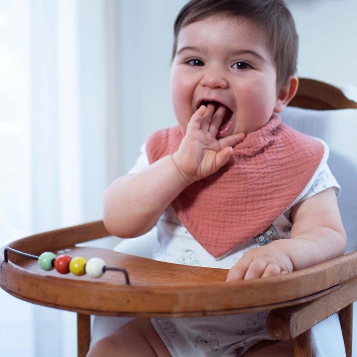Bavoir bandana en coton, Bleuet