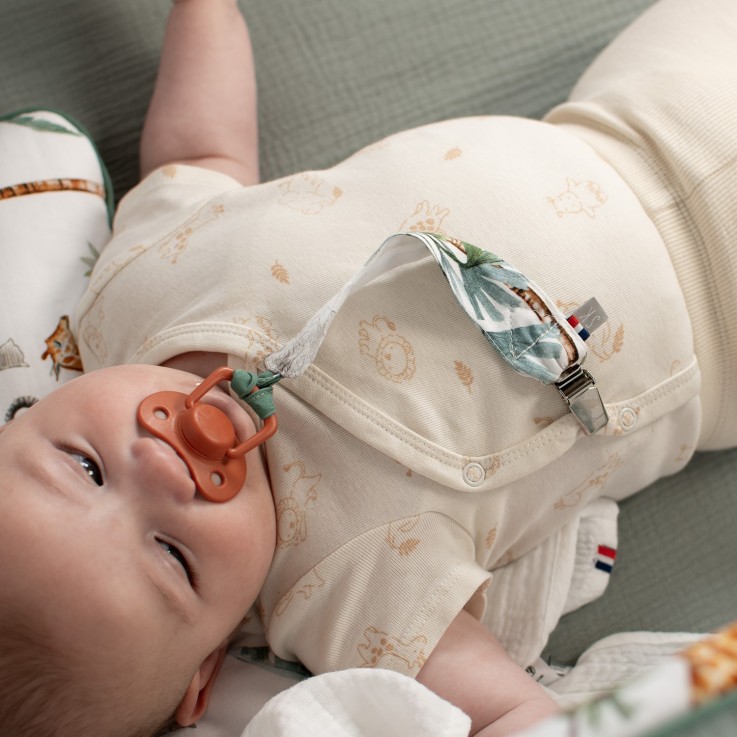 Attache tétine  en coton, Safari