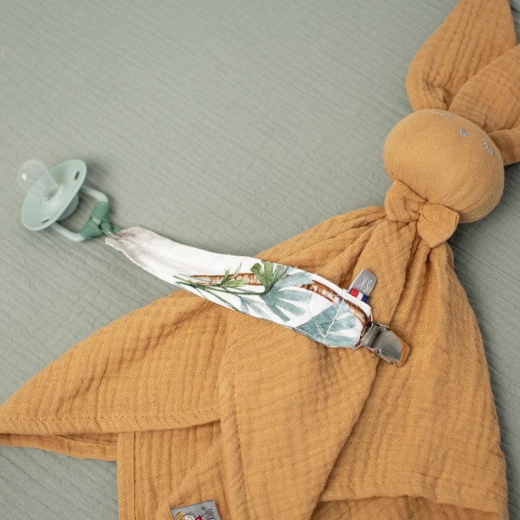 Attache tétine  en coton, Safari