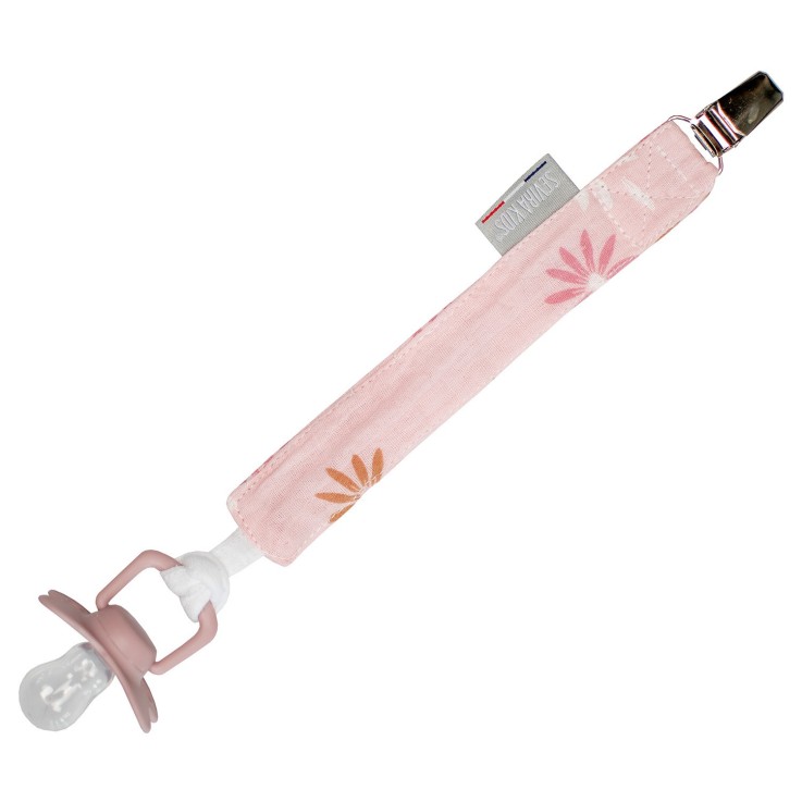 Attache tétine  en gaze de coton Rosella