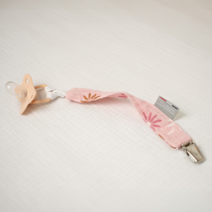 Attache tétine  en gaze de coton Rosella