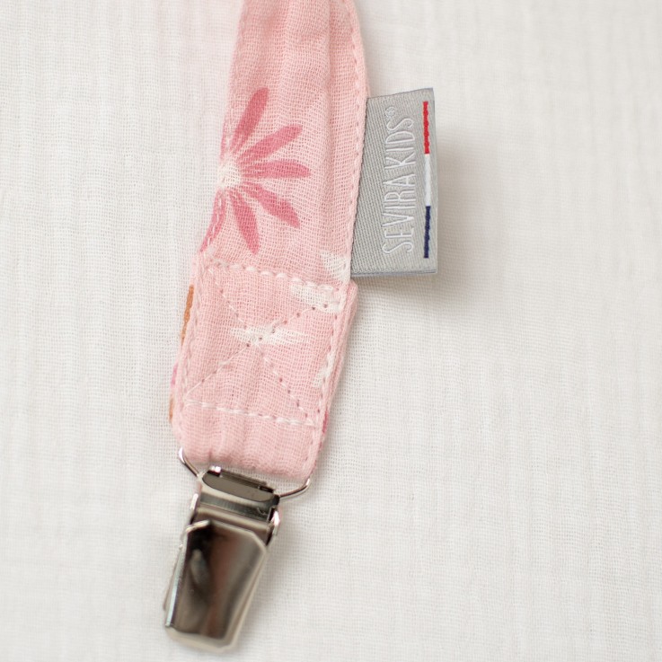 Attache tétine  en gaze de coton Rosella