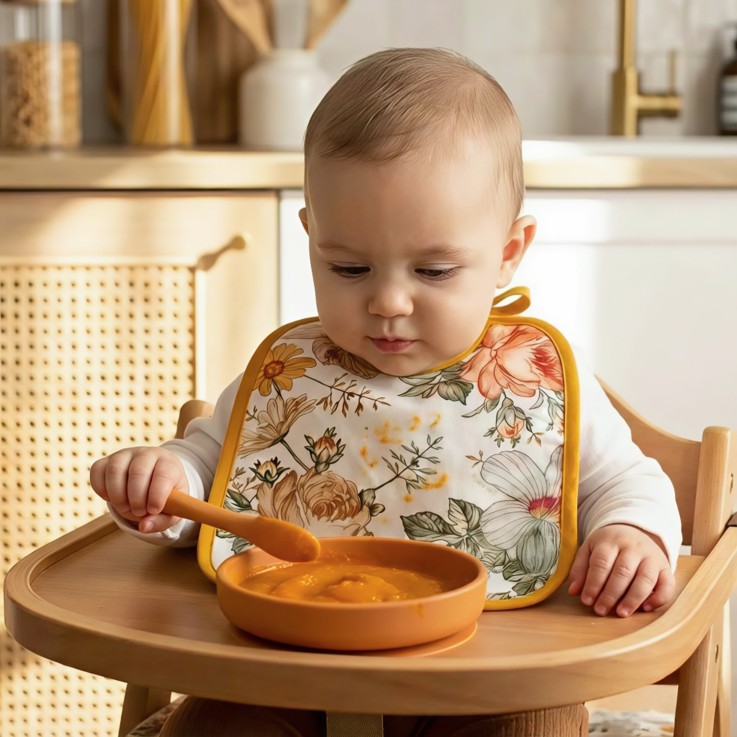 Bavoir à nouer en coton et bambou, Néo Vintage