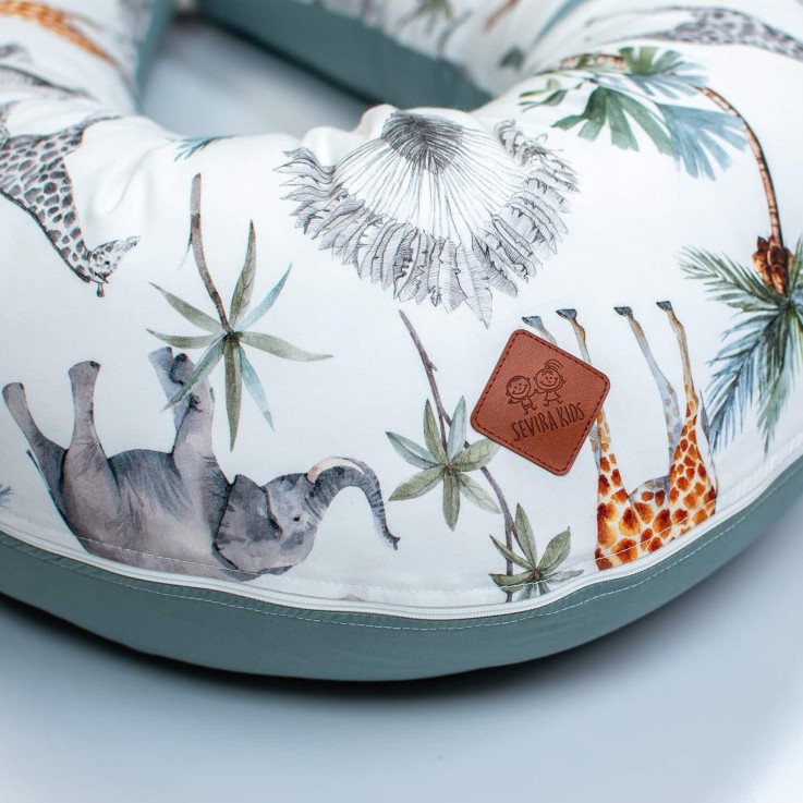 Coussin d'allaitement ergonomique + housse, Safari