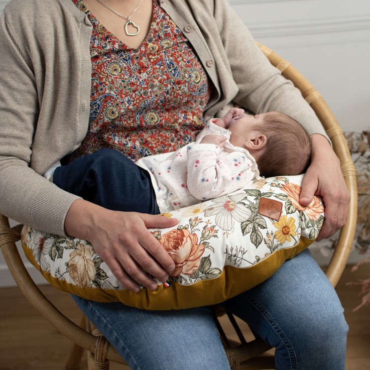 Coussin d'allaitement ergonomique + housse, Néo Vintage