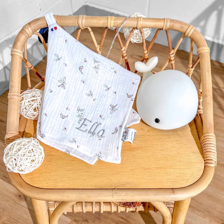 Doudou lange attache tétine en gaze de coton, Melody