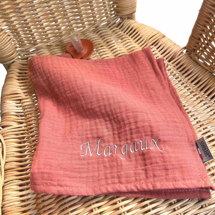 Doudou lange attache tétine en gaze de coton, Melody