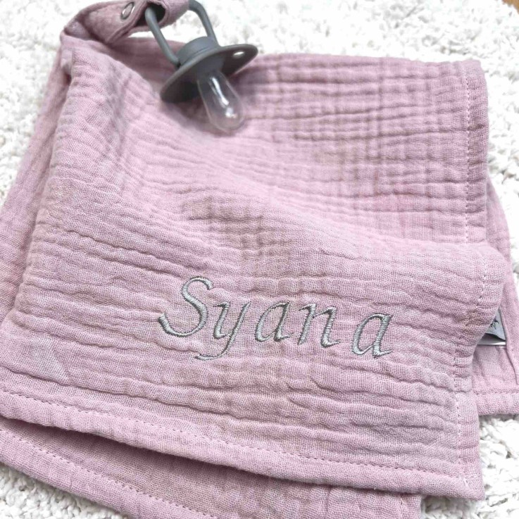 Doudou lange attache tétine en gaze de coton, Melody