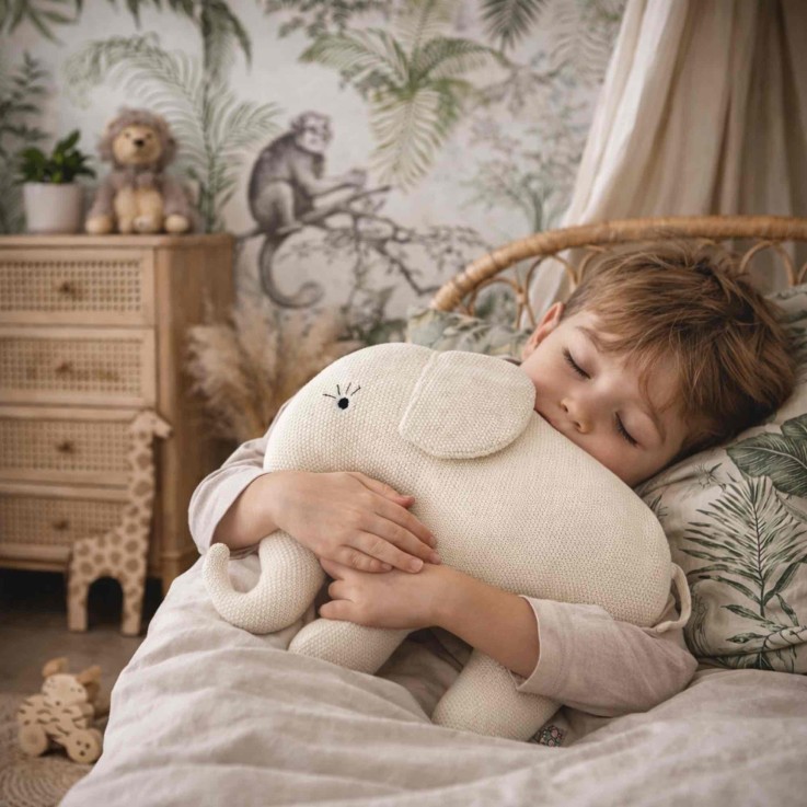 Grande peluche éléphant en coton tricoté