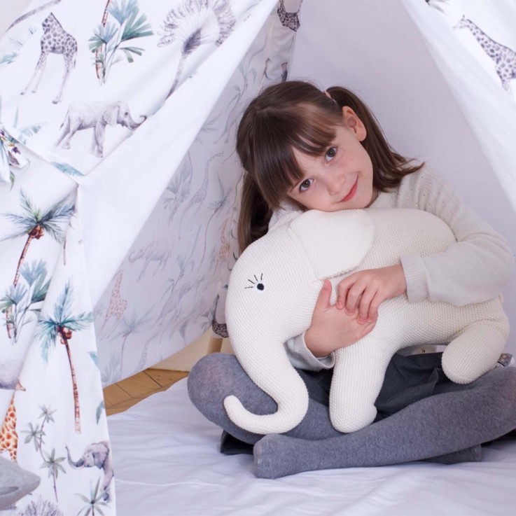 Grande peluche éléphant en coton tricoté