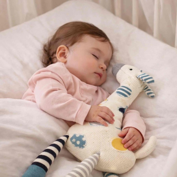 Peluche doudou girafe en coton tricoté