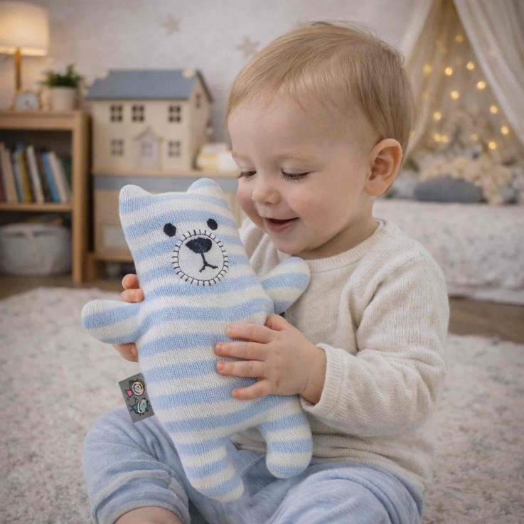 Peluche doudou ourson en coton tricoté