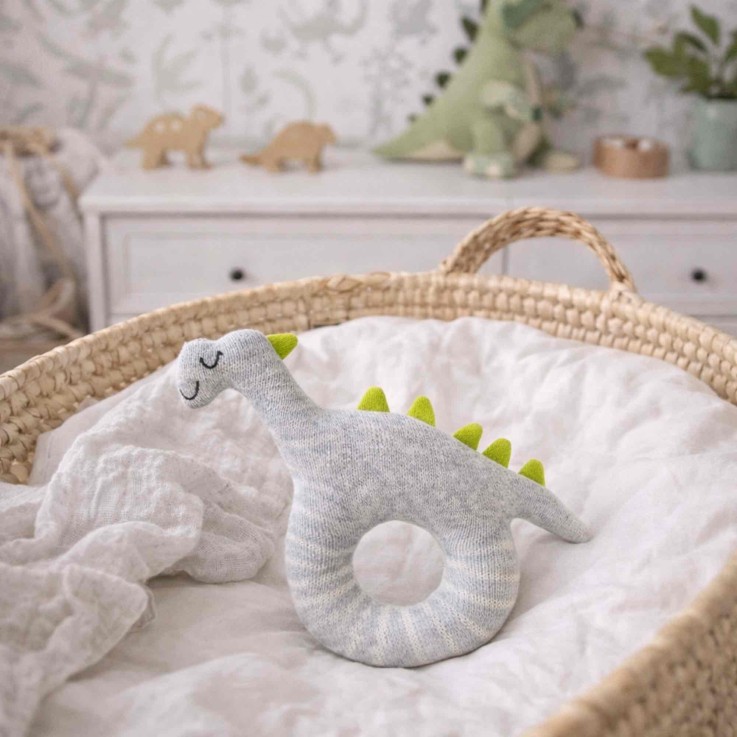 Hochet bébé en coton tricoté, Dinosaure