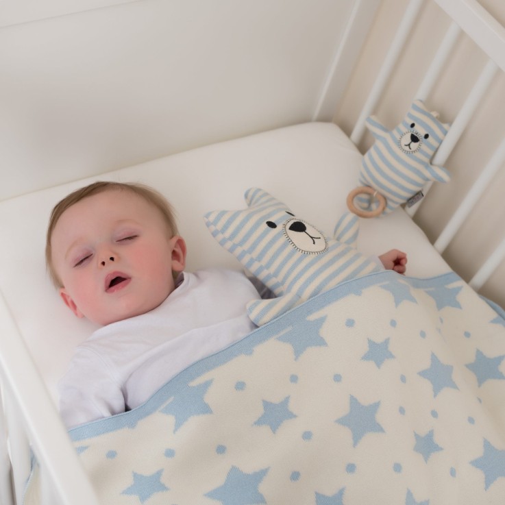 Hochet bébé en coton tricoté, Ourson