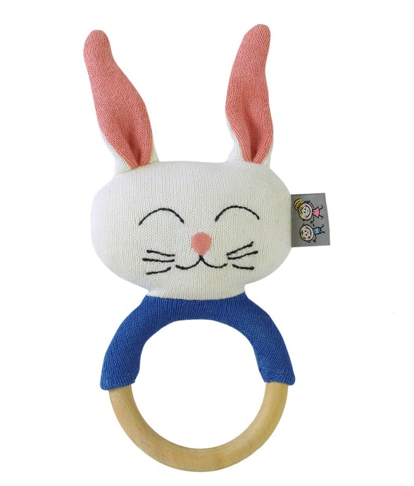 Hochet lapin en coton avec...