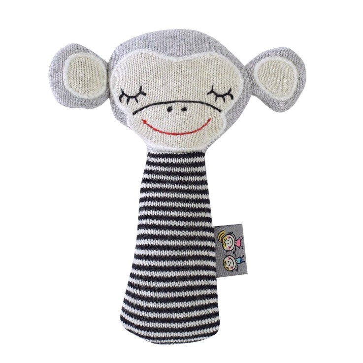 Hochet bébé en coton tricoté, Singe