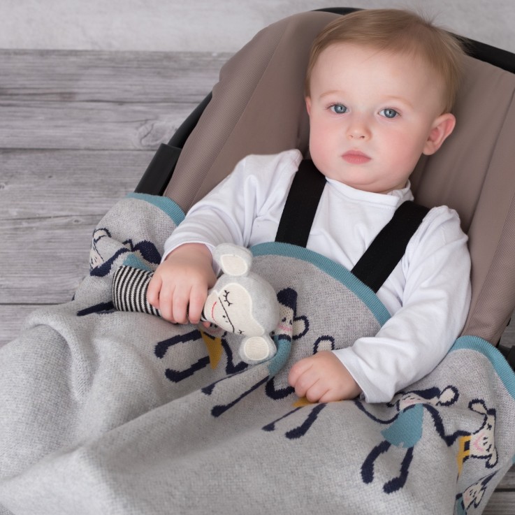 Hochet bébé en coton tricoté, Singe