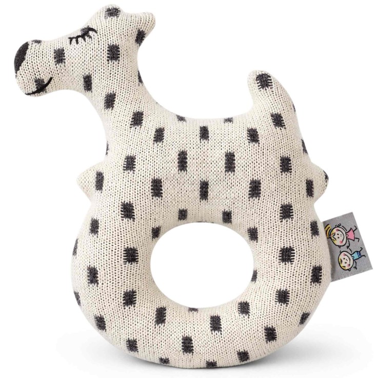 Hochet bébé en coton tricoté , Chien Scotty