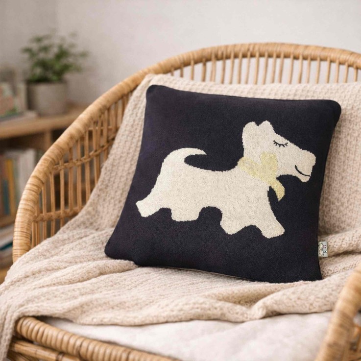 Taie de coussin en coton bio, chien Scotty