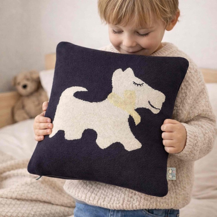 Taie de coussin en coton bio, chien Scotty
