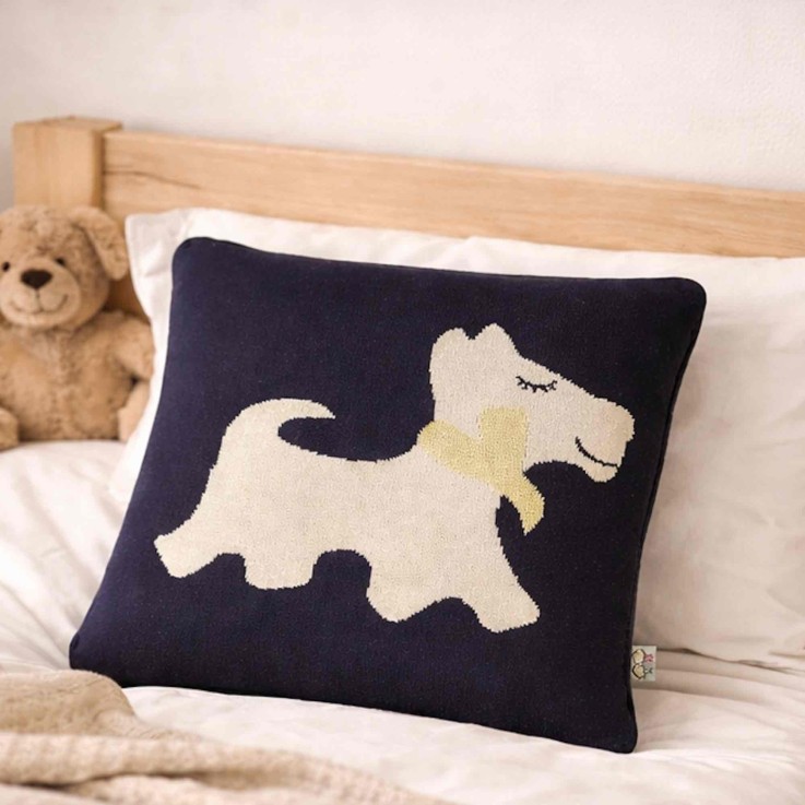 Taie de coussin en coton bio, chien Scotty