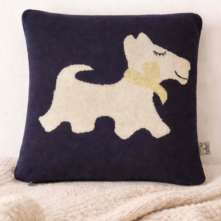 Taie de coussin en coton bio, chien Scotty