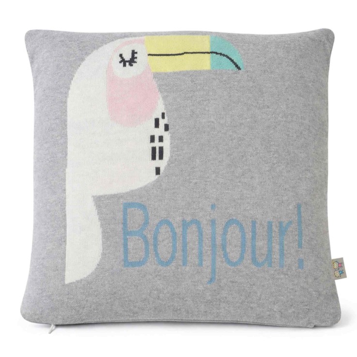 Taie de coussin en coton bio tricoté, TOUCAN