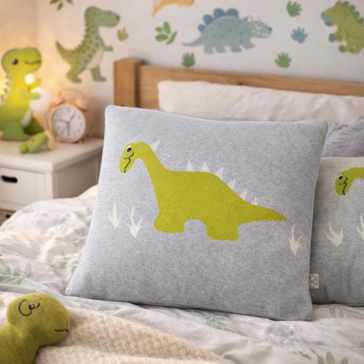 Taie de coussin en coton bio tricoté, DINO