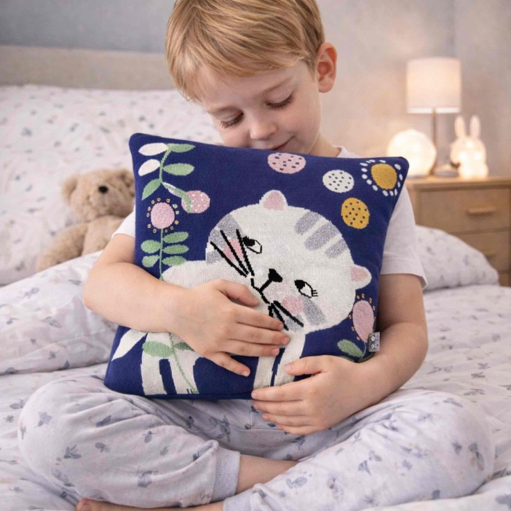 Taie de coussin en tricot de coton, Chaton