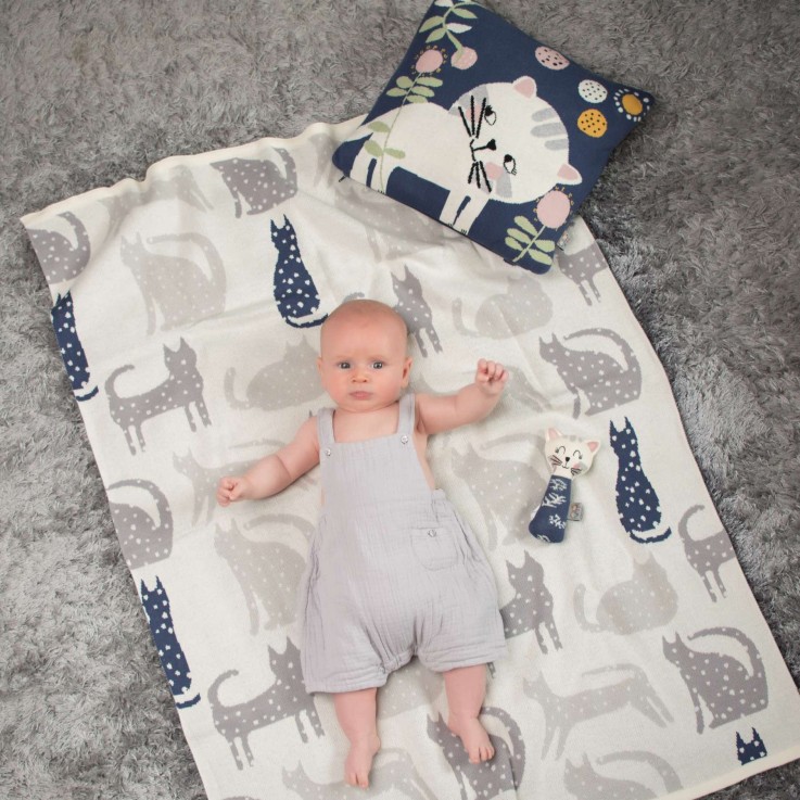 Taie de coussin en tricot de coton, Chaton