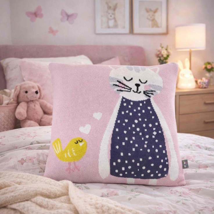 Taie de coussin en coton tricoté, Chat