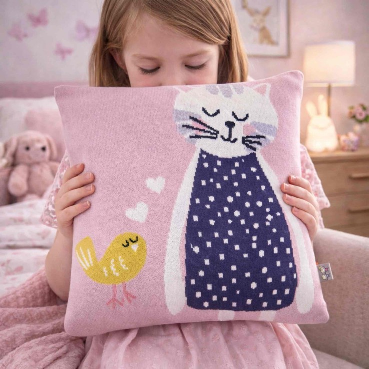Taie de coussin en coton tricoté, Chat